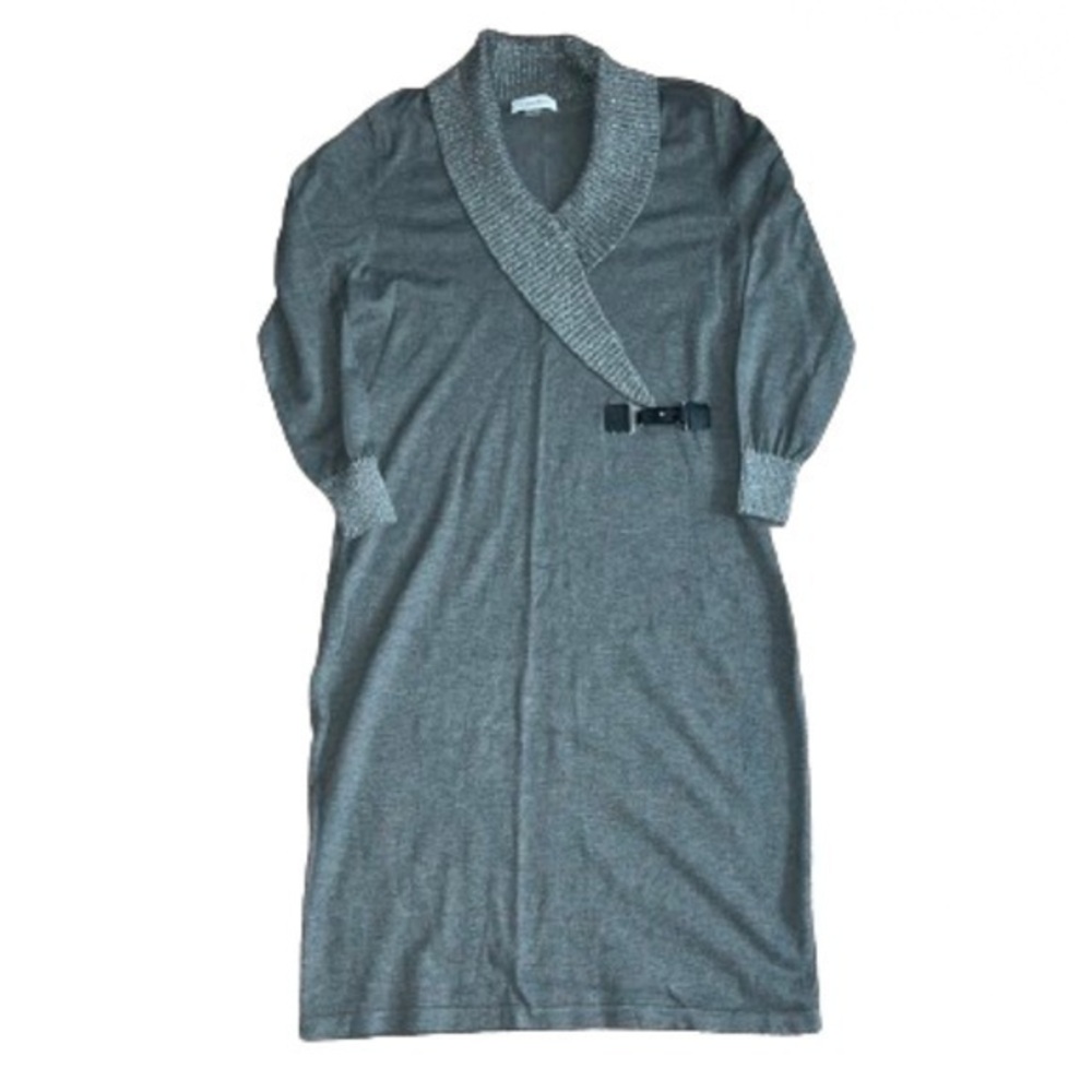 Calvin Klein gray sweater dress with metallic collar size M